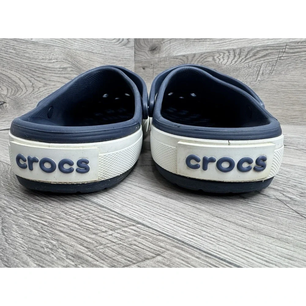 CROCS Mens SZ 13 Navy Rotatable Strap Rubber Classic Clog Sandals